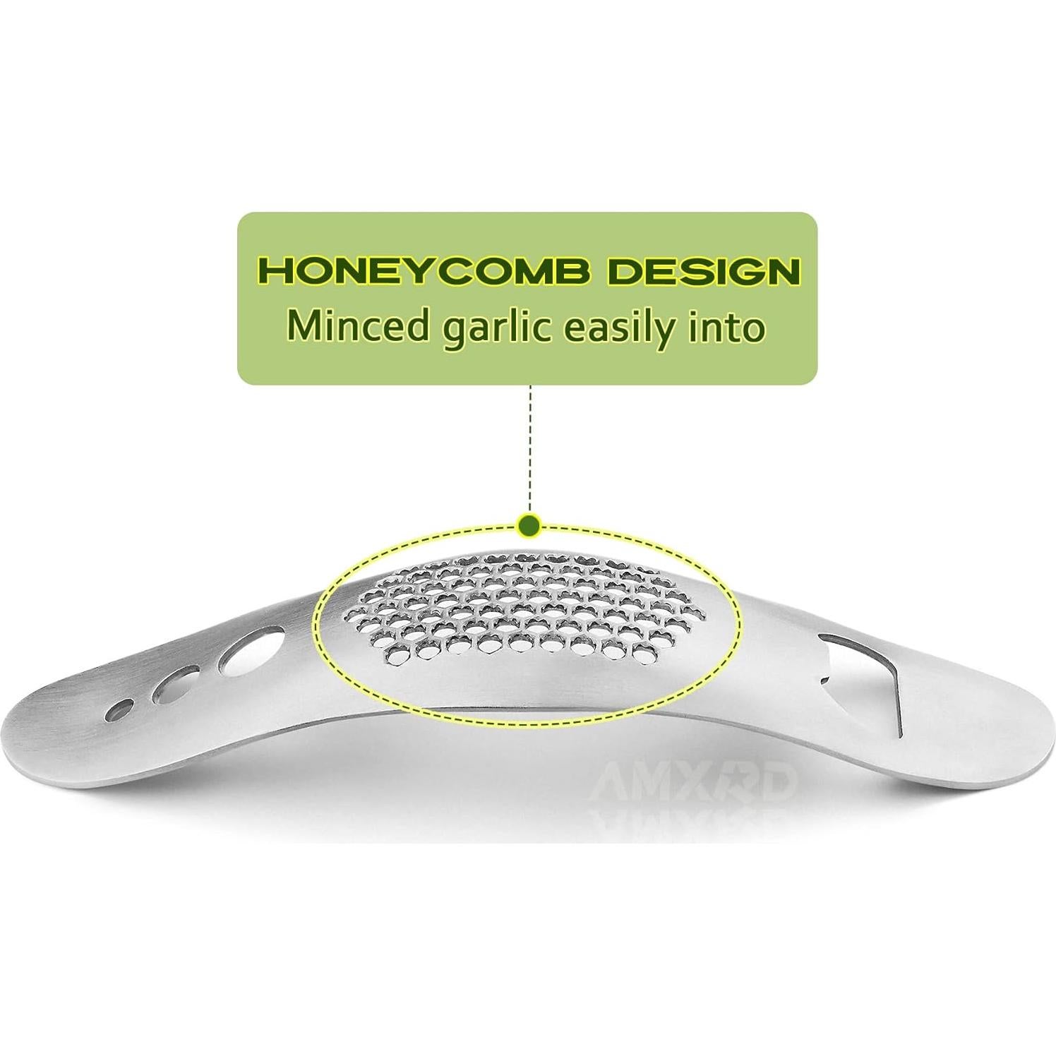 Prensa de Ajo 3 en 1 AMXRD Acero Inoxidable con Pelador