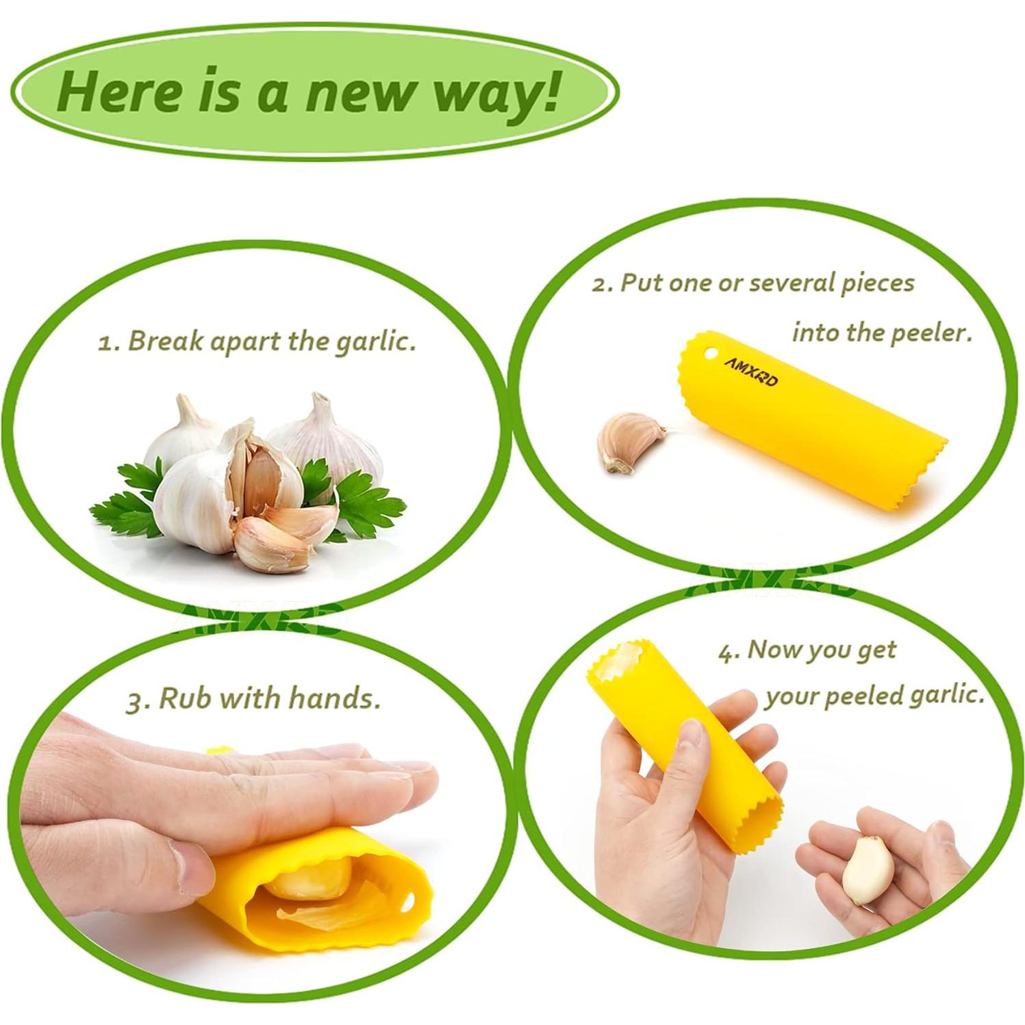 Prensa de Ajo 3 en 1 AMXRD Acero Inoxidable con Pelador