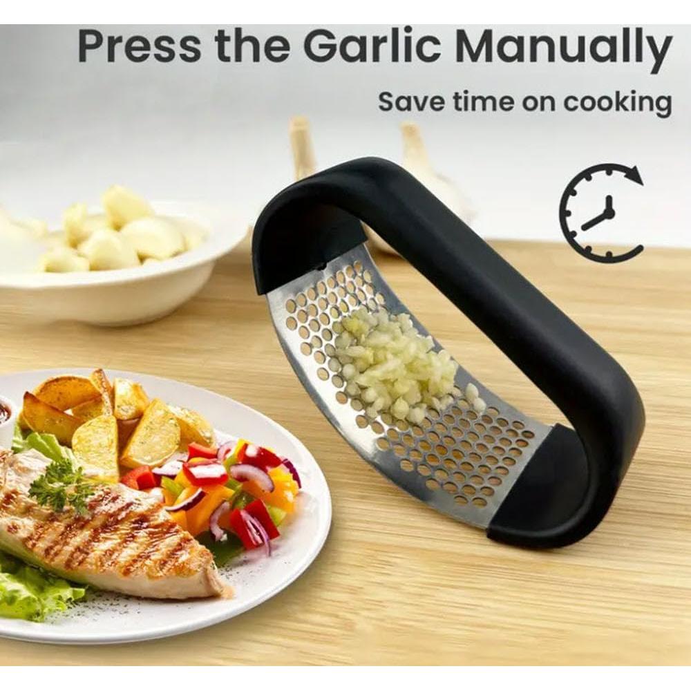 Prensa de Ajo Rocker Genérico de Acero Inoxidable, 12.7x7.6 cm