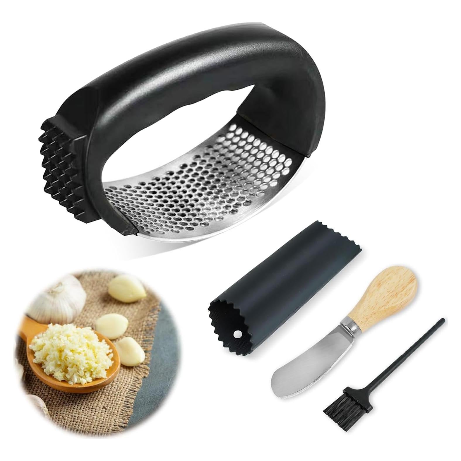 Prensa de Ajo YONHTUTU Acero Inoxidable con Pelador