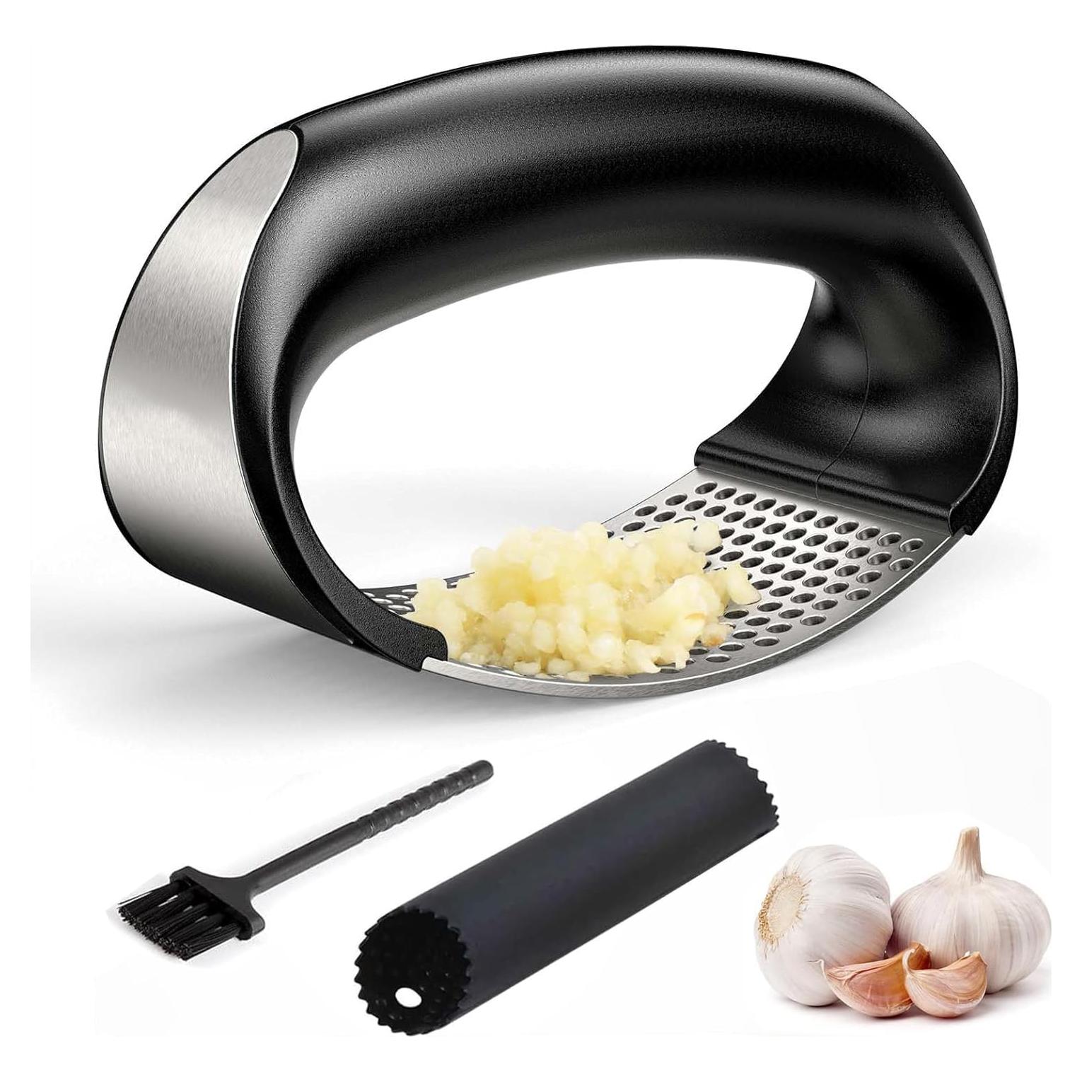 Prensa de Ajo Dybepocih Acero Inoxidable 3 en 1 con Cepillo