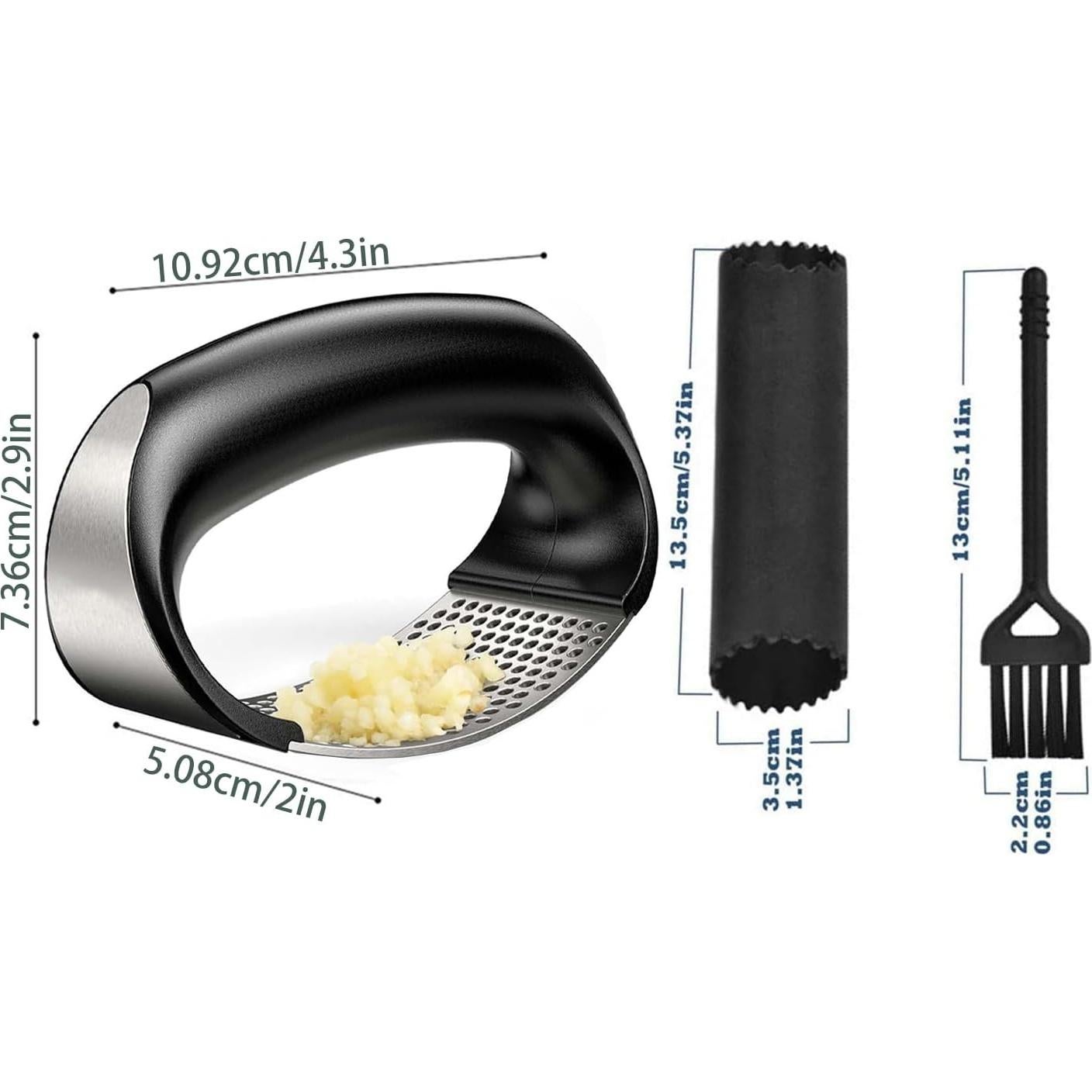 Prensa de Ajo Dybepocih Acero Inoxidable 3 en 1 con Cepillo