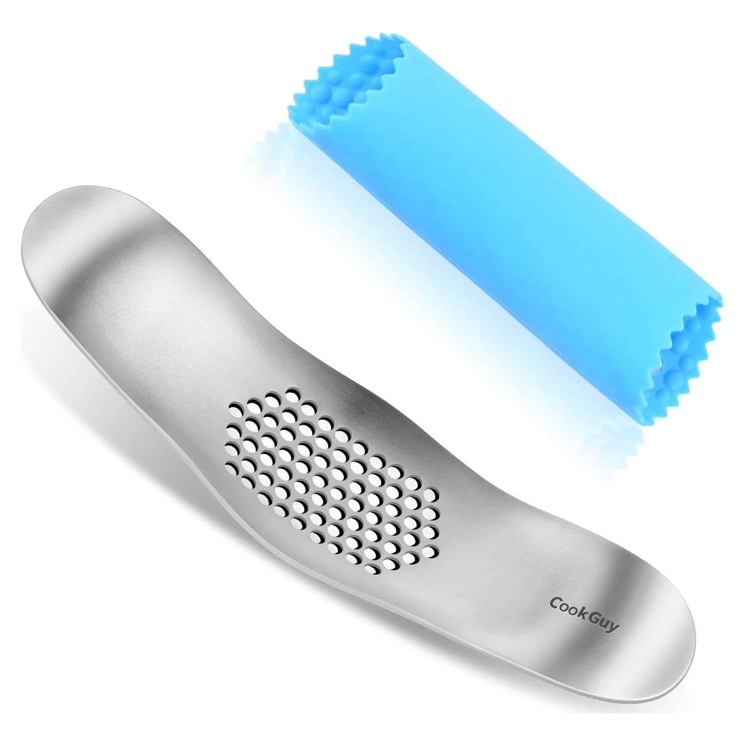 Prensa de Ajo Rocker Acero Inoxidable 304 con Pelador y Raspador