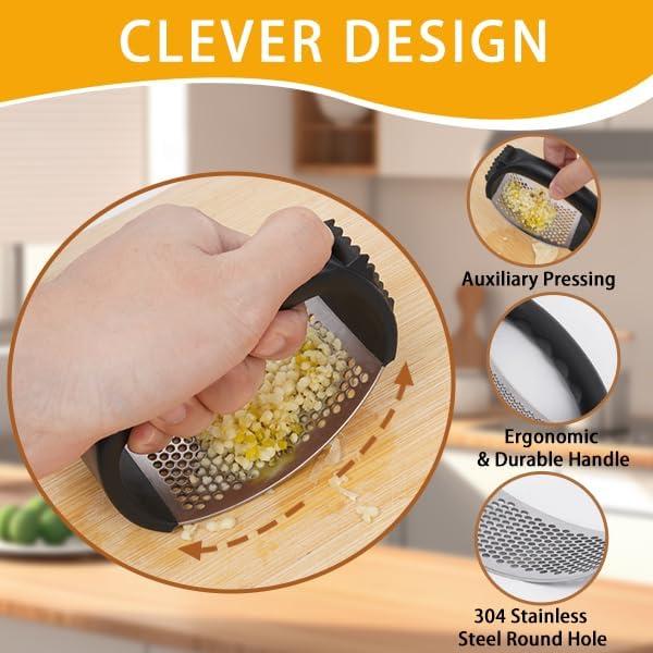 Prensa de Ajo HavenNest Ergonómica Acero Inoxidable 10.9 cm
