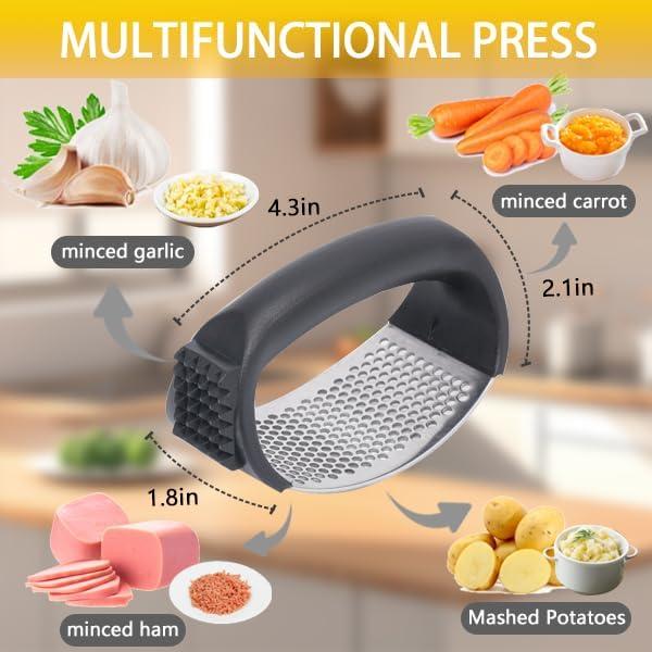 Prensa de Ajo HavenNest Ergonómica Acero Inoxidable 10.9 cm