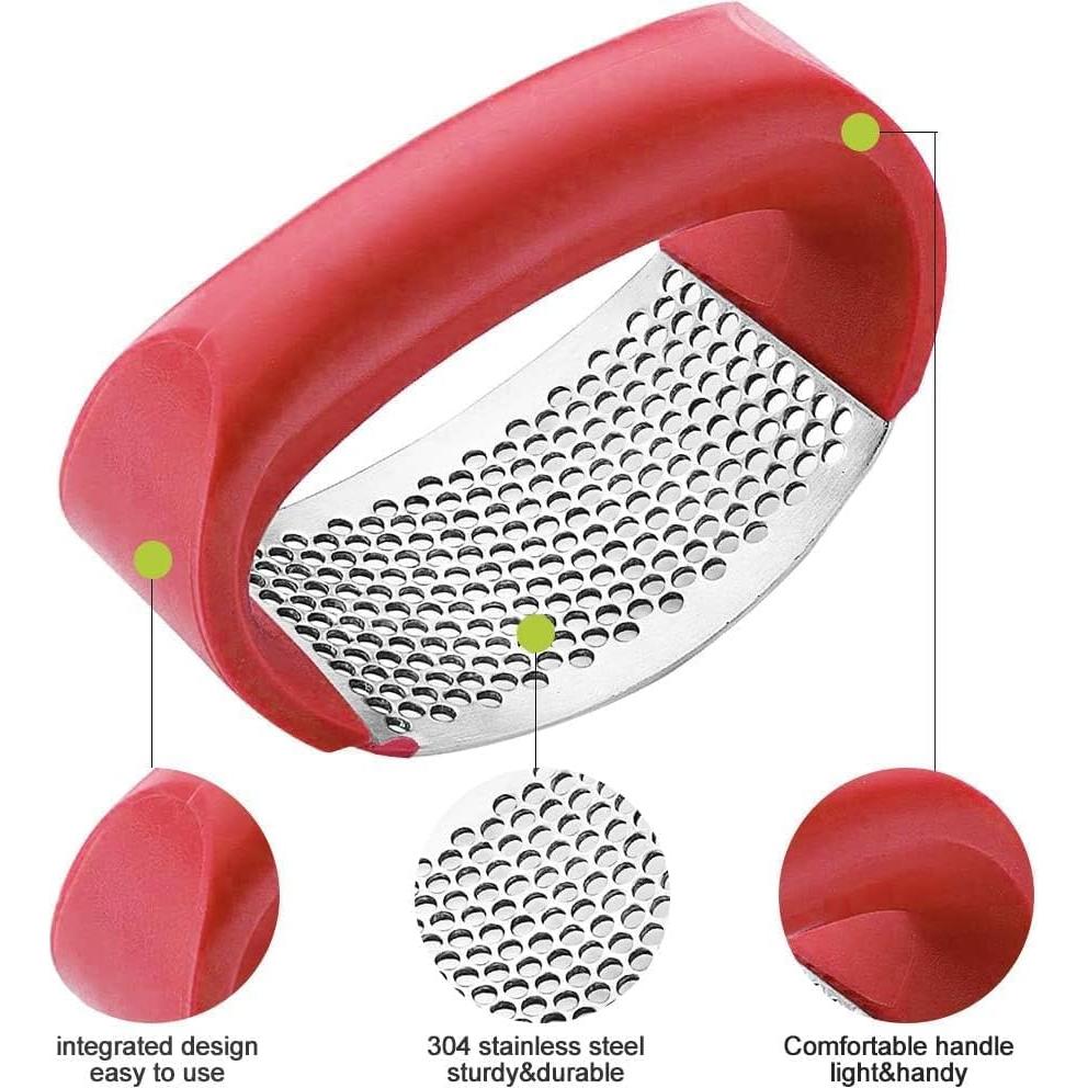 Prensa de Ajo Angel's Peel Lounge Acero Inoxidable Rojo