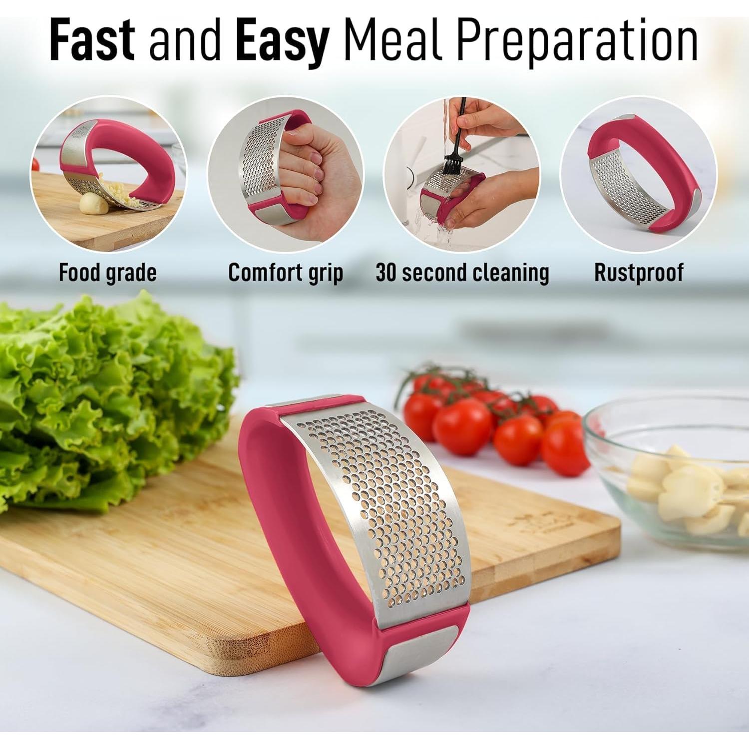 Prensa de Ajo Angel's Peel Lounge Acero Inoxidable Rojo