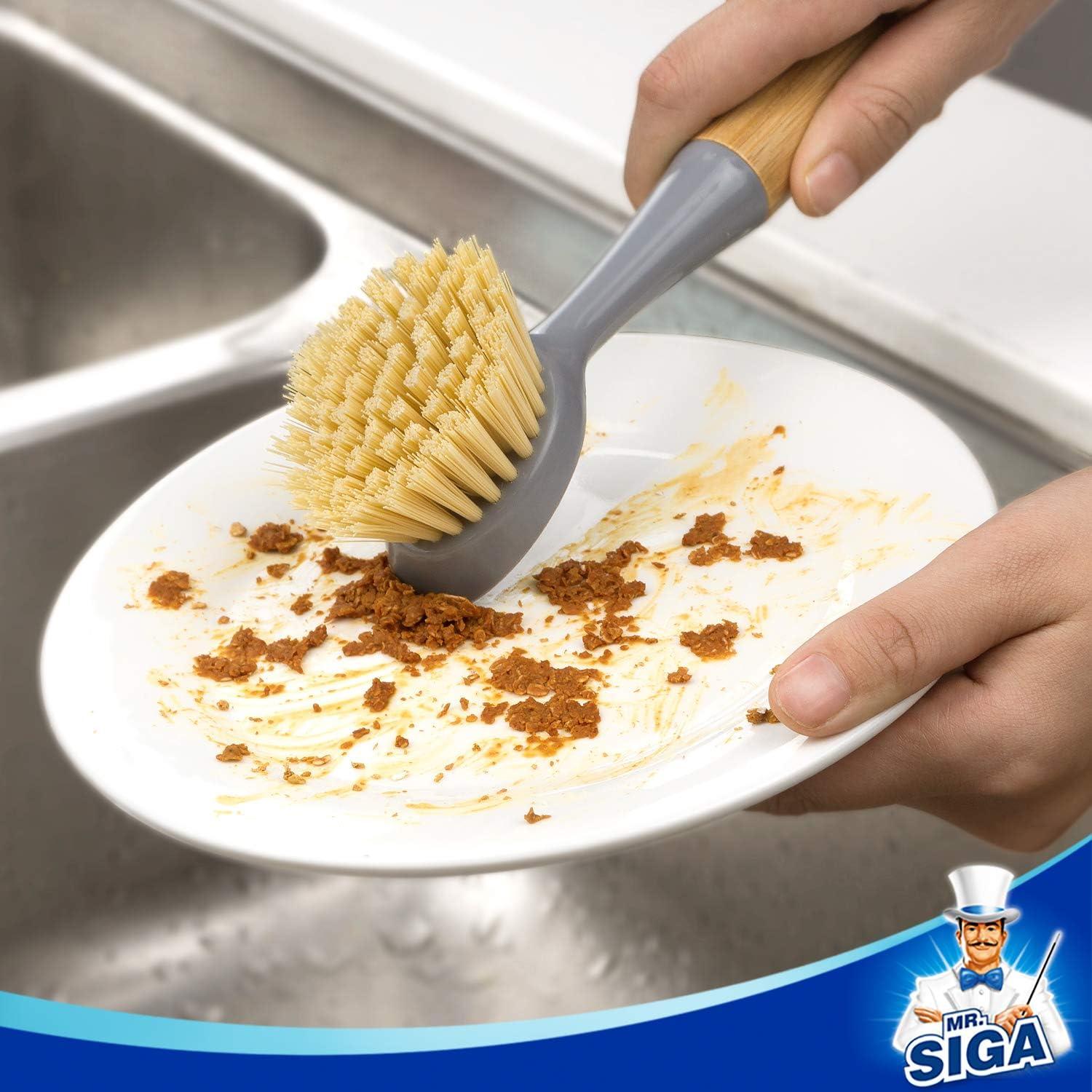 Cepillo para Platos MR.SIGA con Mango de Bambú - Paquete de 2