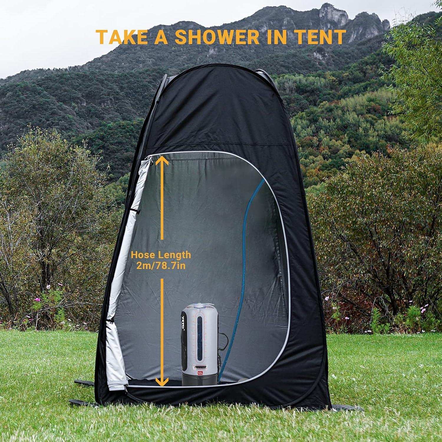 Ducha Solar Portátil YETO 12L con Bomba de Pie y Boquilla