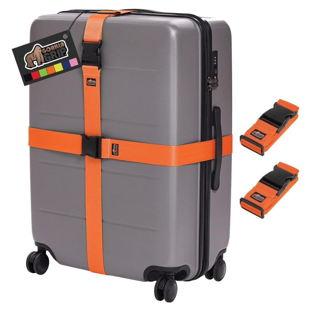 Correas de Equipaje Ajustables Gorilla Grip Naranja 2 Pzas
