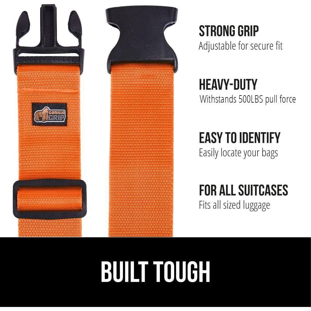 Correas de Equipaje Ajustables Gorilla Grip Naranja 2 Pzas