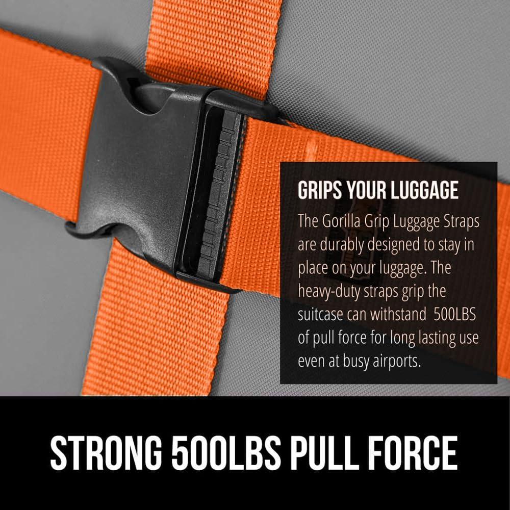 Correas de Equipaje Ajustables Gorilla Grip Naranja 2 Pzas
