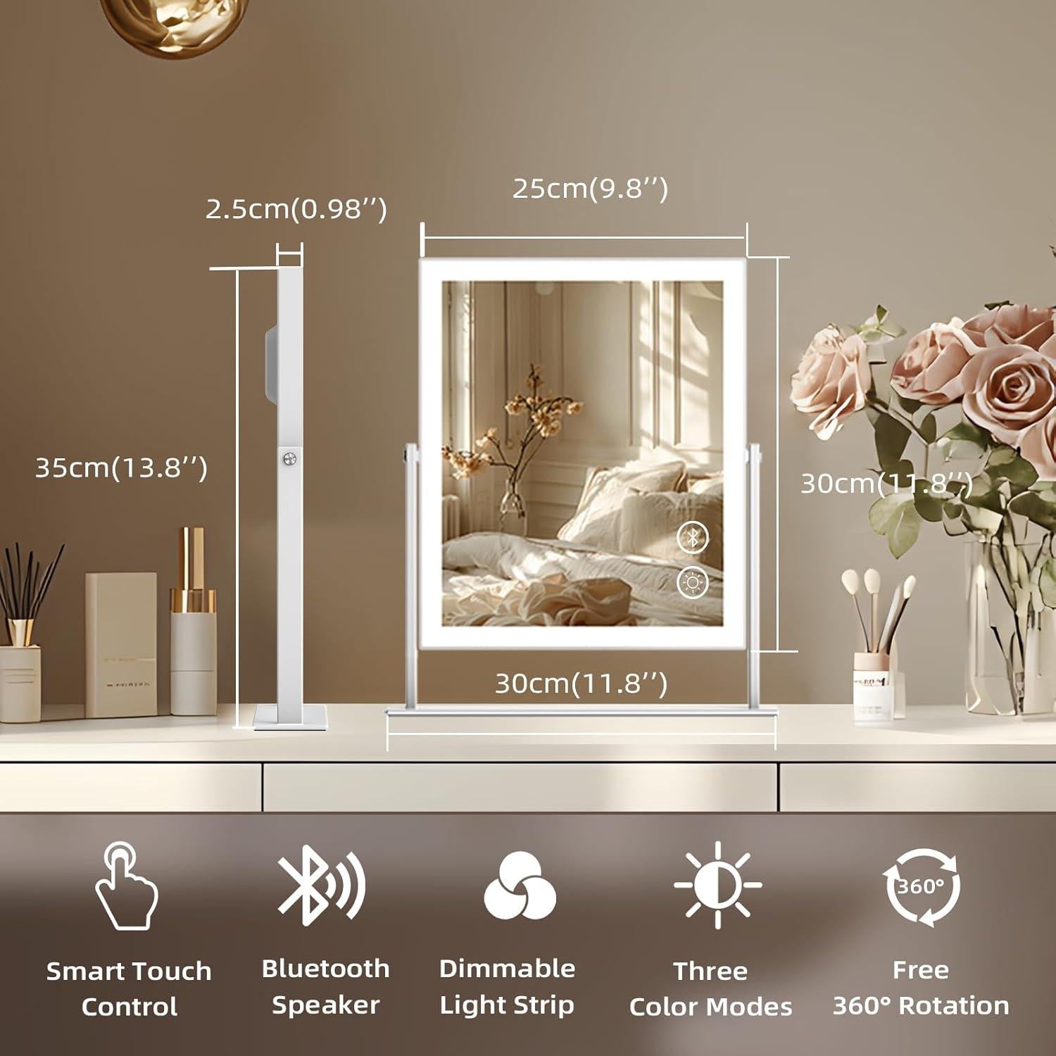 Espejo de Tocador Fenair LED con Altavoz Bluetooth 10X Aumento