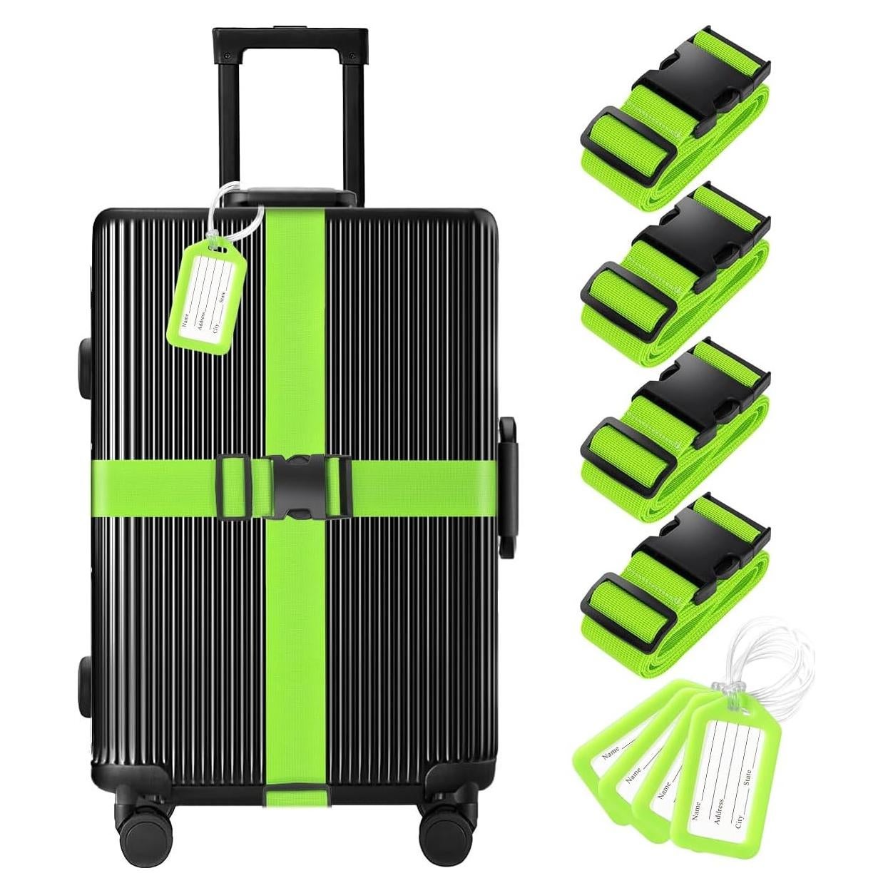 Juego de 8 correas y etiquetas de equipaje Gostwo verde