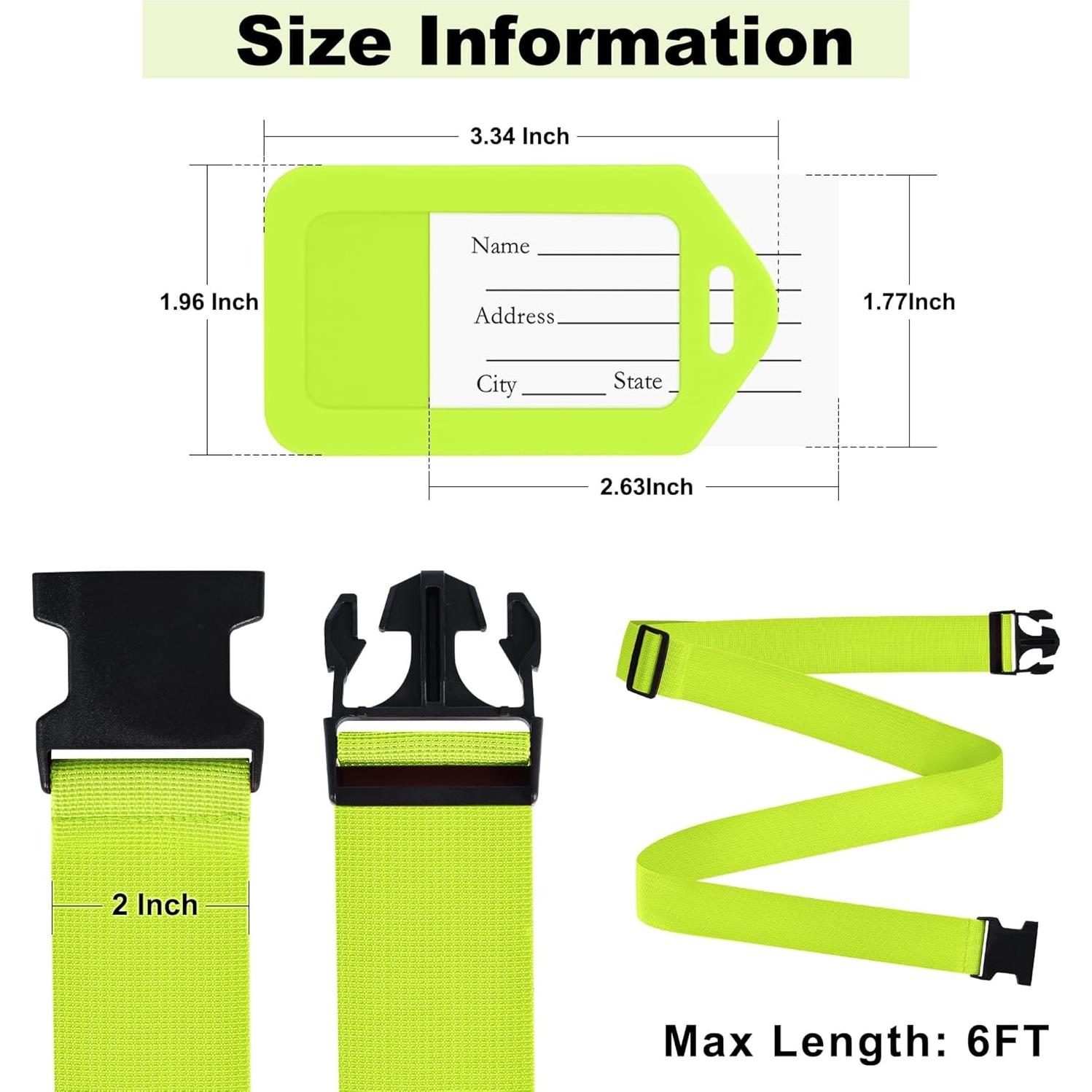 Juego de 8 correas y etiquetas de equipaje Gostwo verde