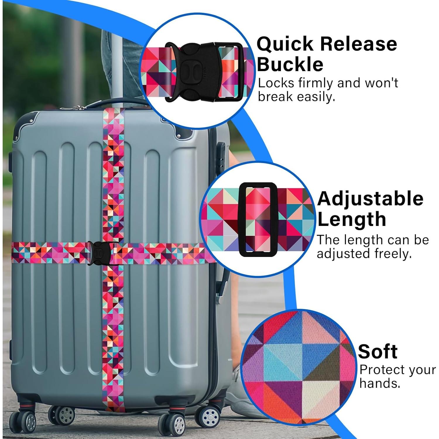 Correas de Equipaje ZHOMA 2 Piezas Ajustables Nylon 100-190 cm