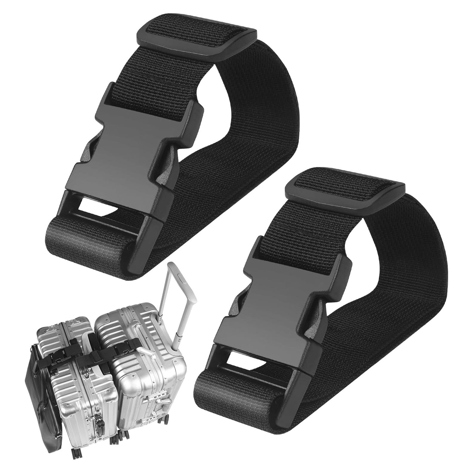 Correas de Equipaje Ajustables FLMITRA 22.4 cm 2 Piezas Negro