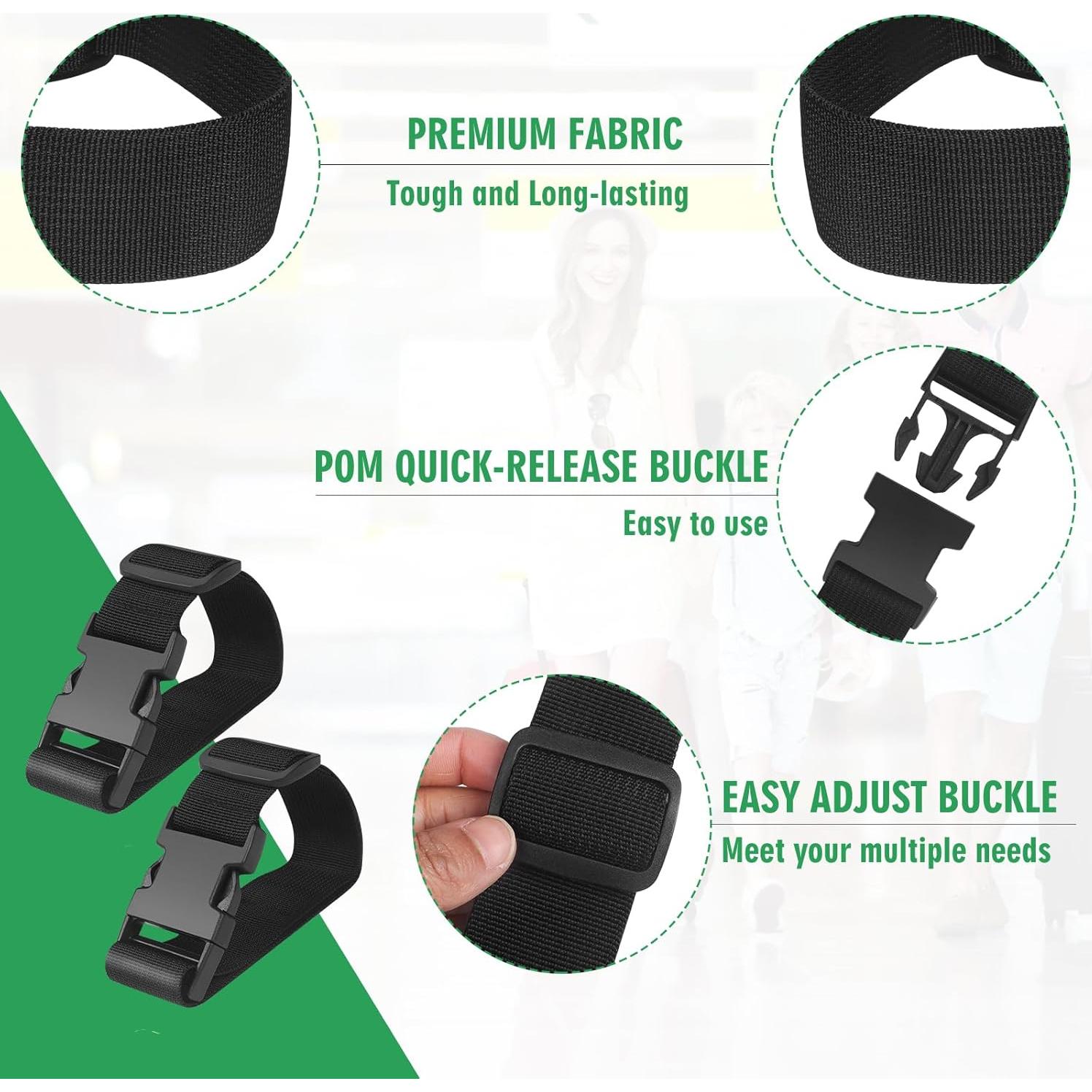 Correas de Equipaje Ajustables FLMITRA 22.4 cm 2 Piezas Negro