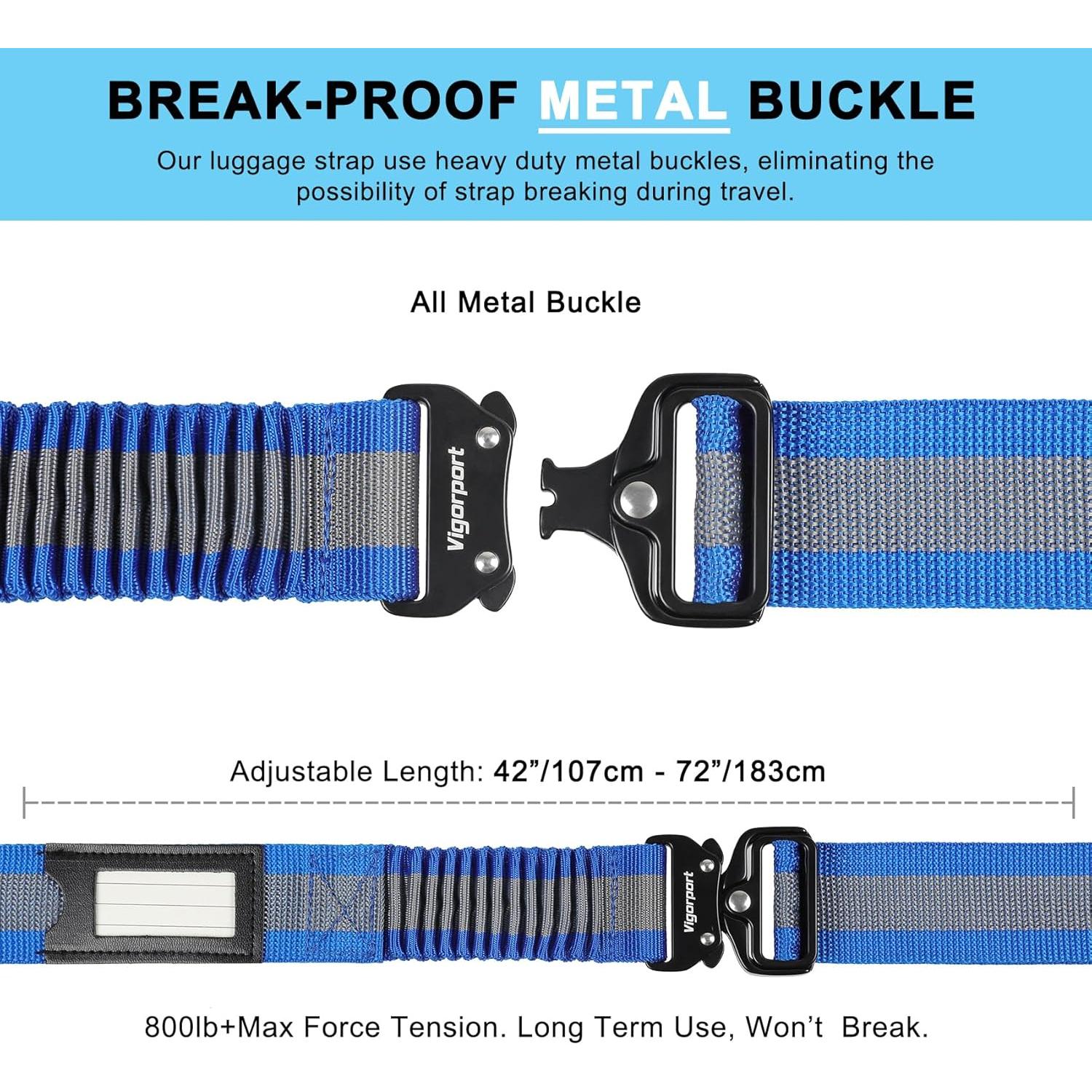 Correas de Equipaje Vigorport 2 Piezas Ajustables Azul