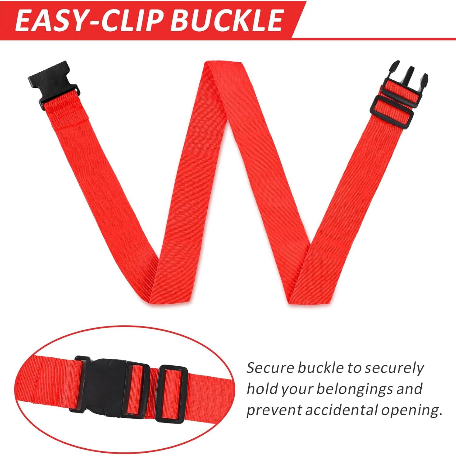 Correas de Equipaje Vivinin 4 Piezas Nylon Ajustables Rojo