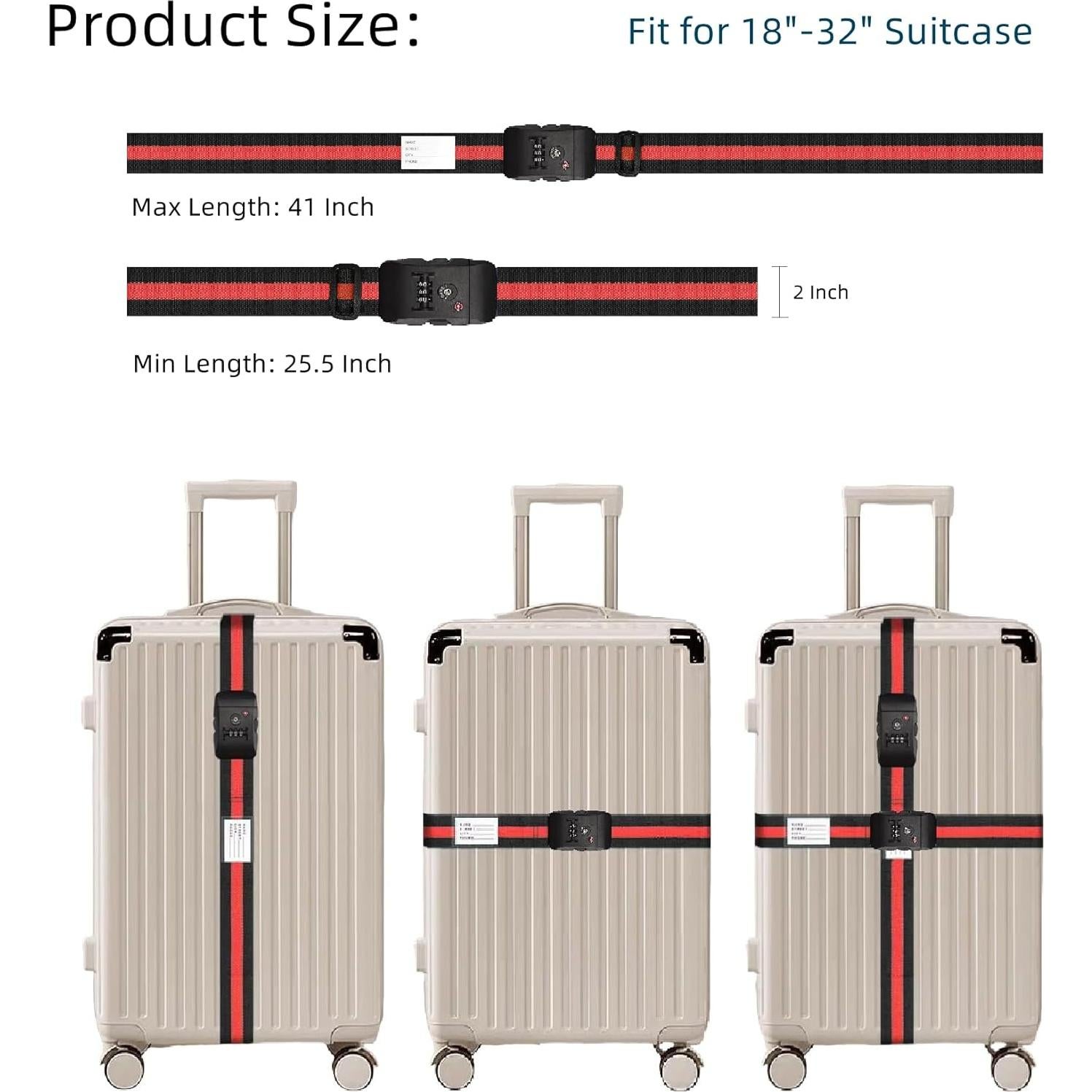 Correa de Equipaje SANTREST Ajustable 115-200 cm con Candado TSA