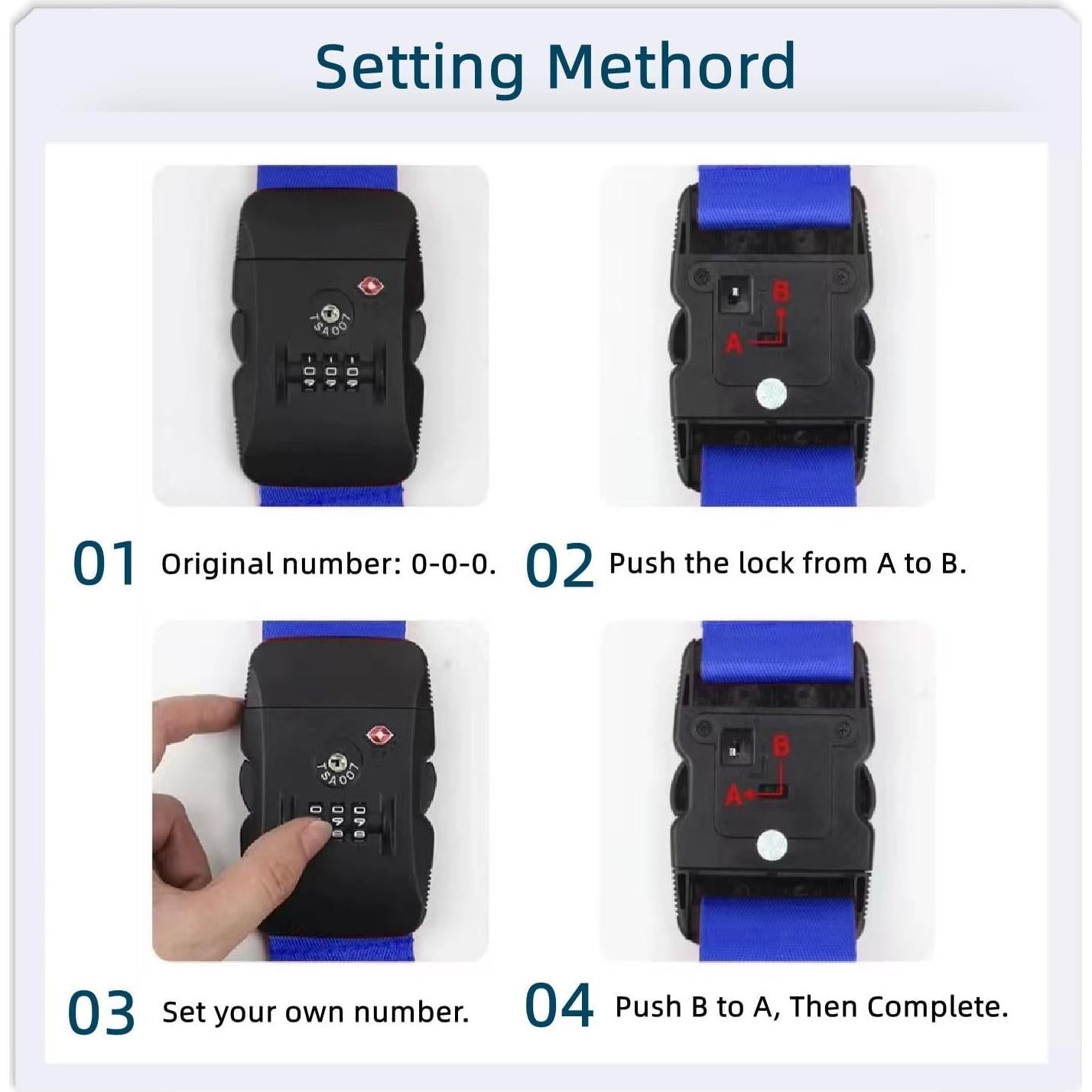 Correa de Equipaje SANTREST Ajustable 115-200 cm con Candado TSA