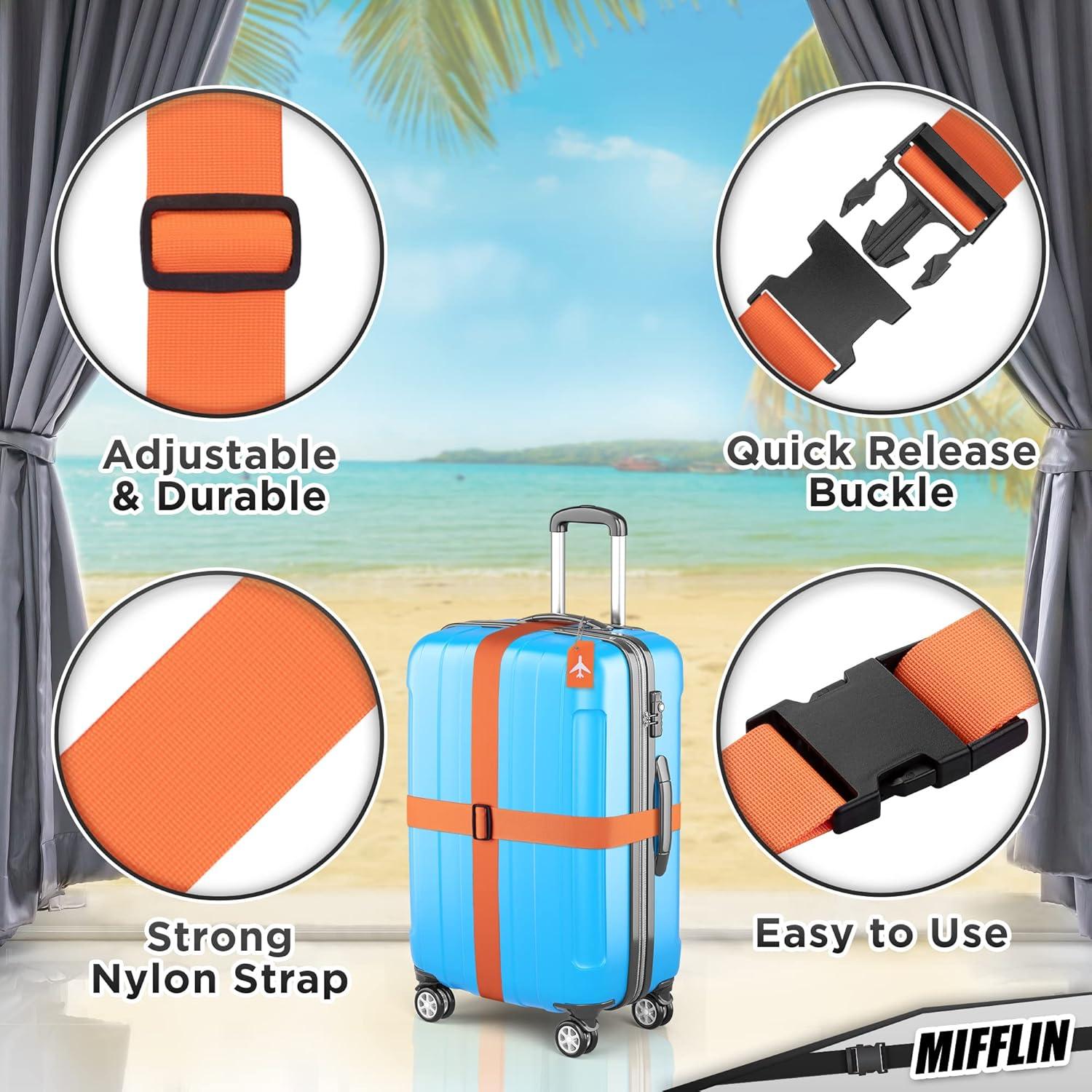 Correas de Equipaje Mifflin Naranja 186 cm 4 Piezas Nylon