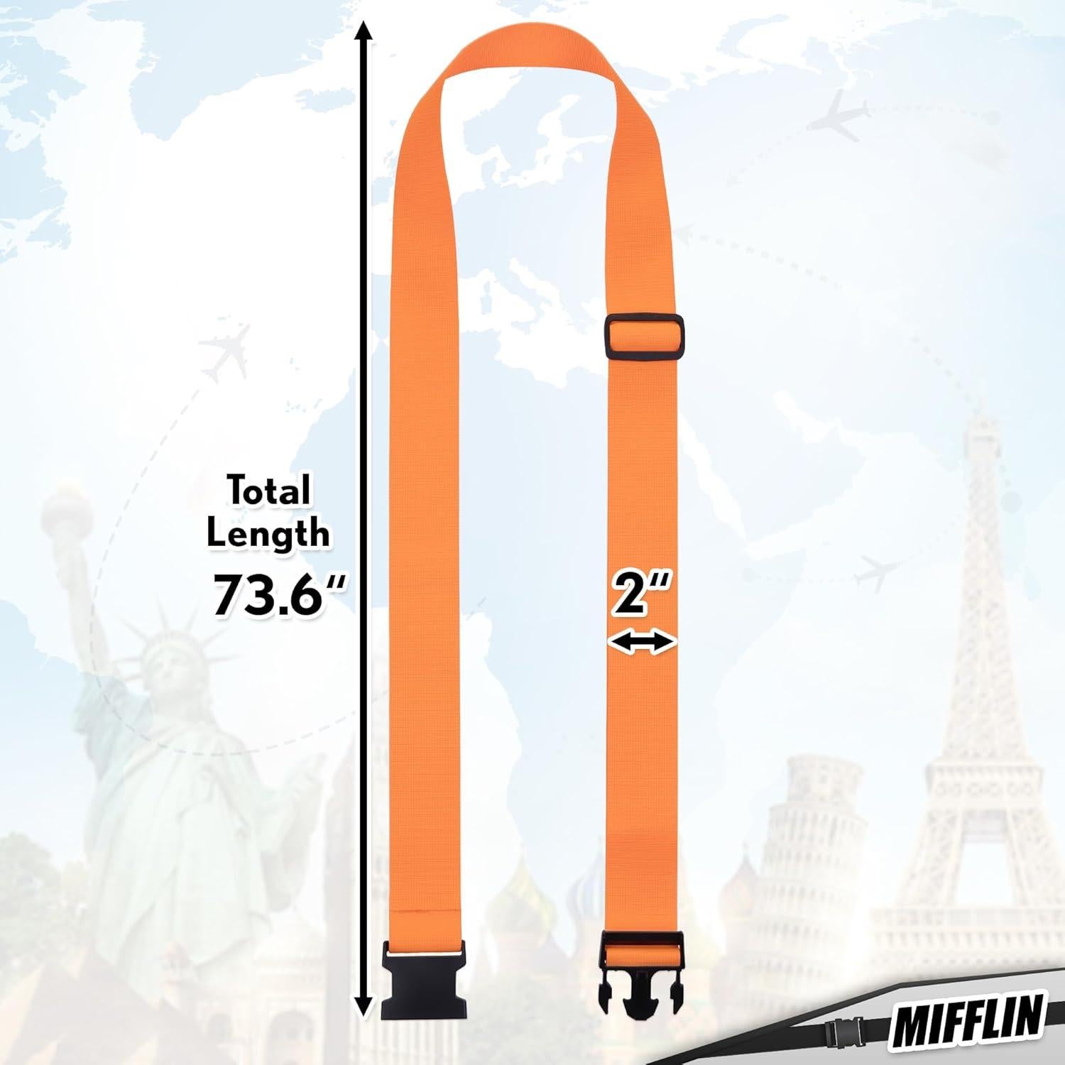 Correas de Equipaje Mifflin Naranja 186 cm 4 Piezas Nylon