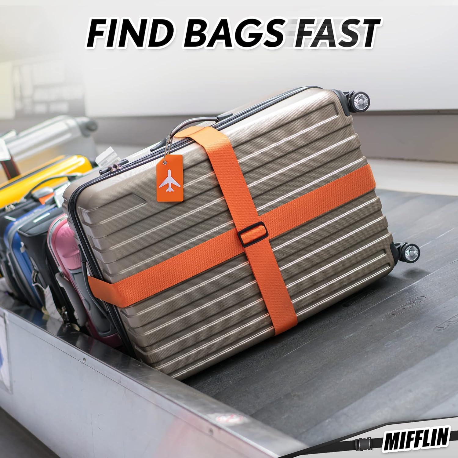 Correas de Equipaje Mifflin Naranja 186 cm 4 Piezas Nylon