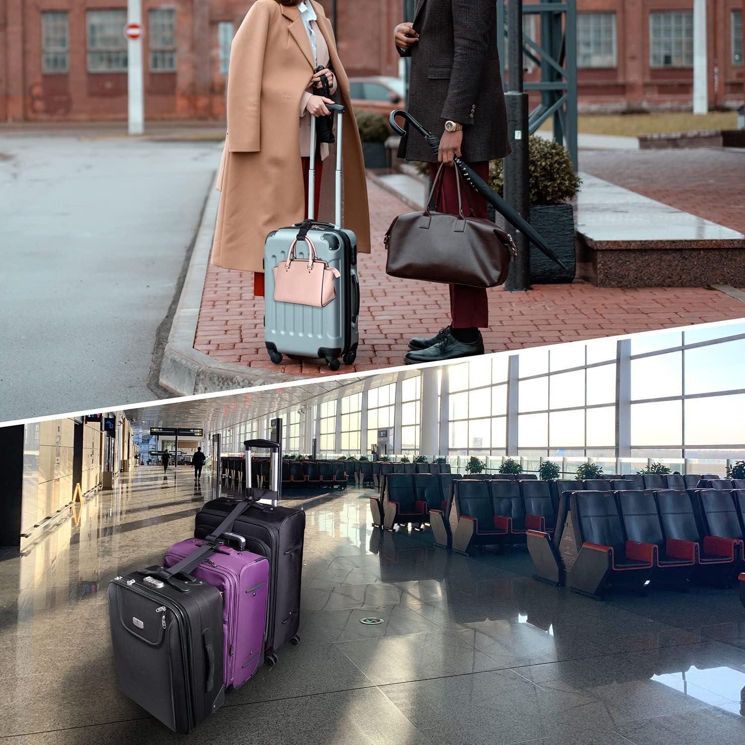 Correas de Equipaje Ajustables Wisdompro 2 Pcs Nylon Negro