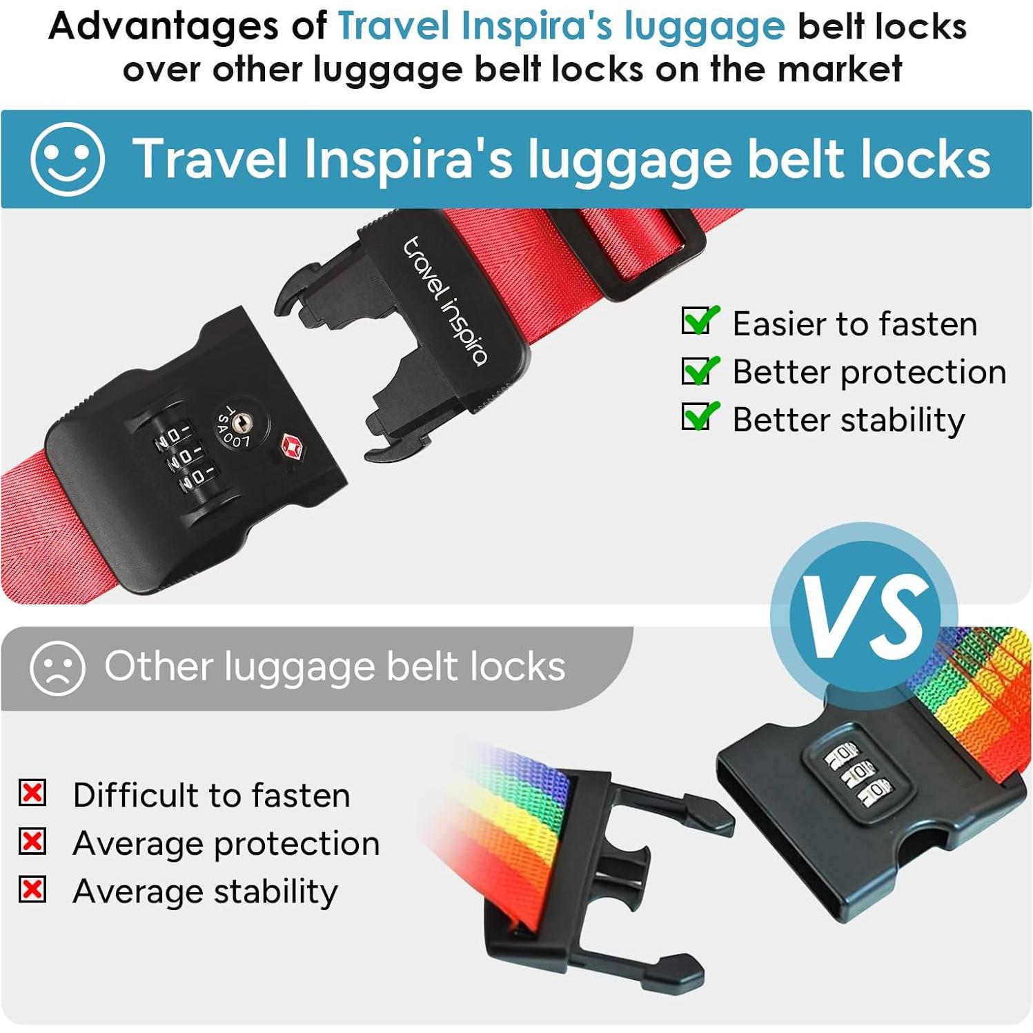 Correas de Equipaje Travel Inspira TSA Ajustables Rojo