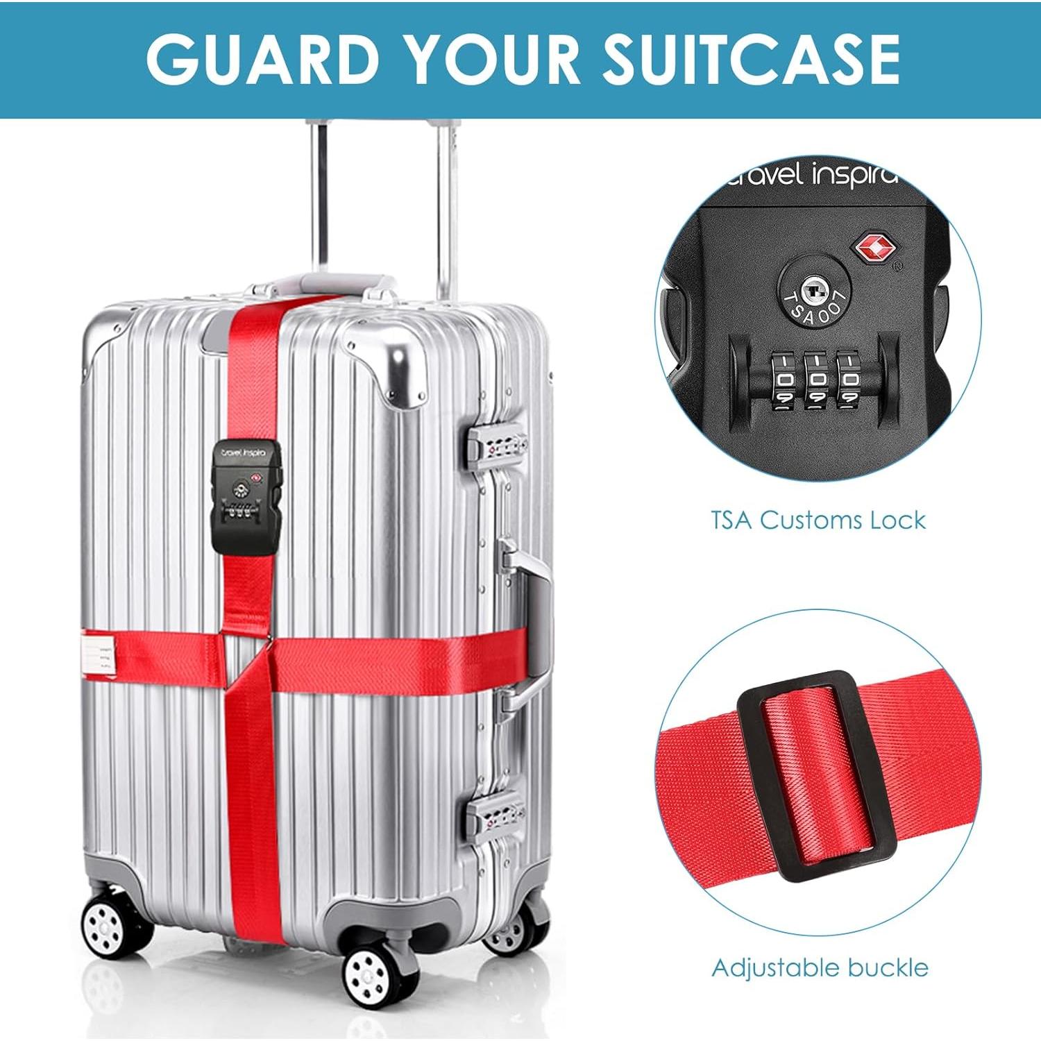 Correas de Equipaje Travel Inspira TSA Ajustables Rojo