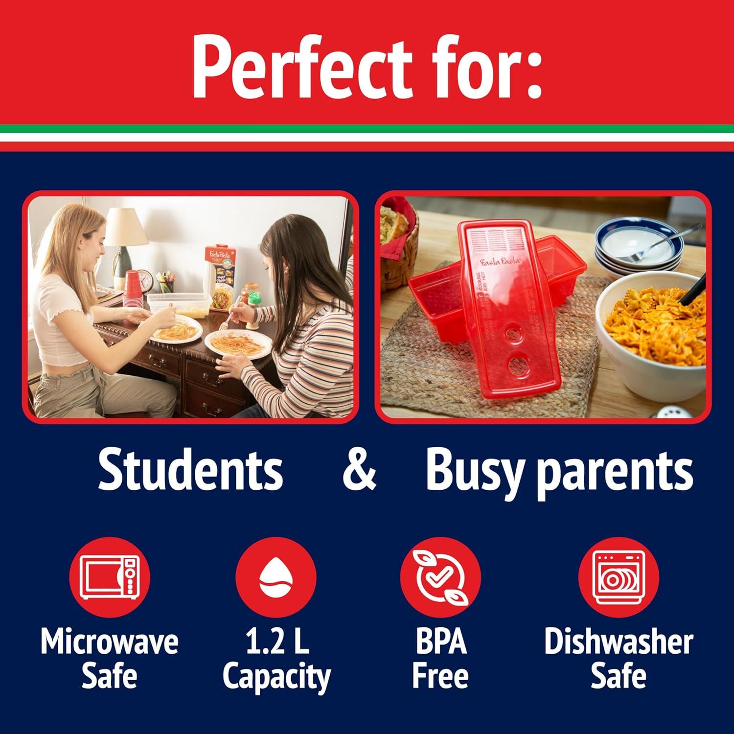 Cocinero de Pasta Fasta Pasta Rojo - Microondas 4 Porciones