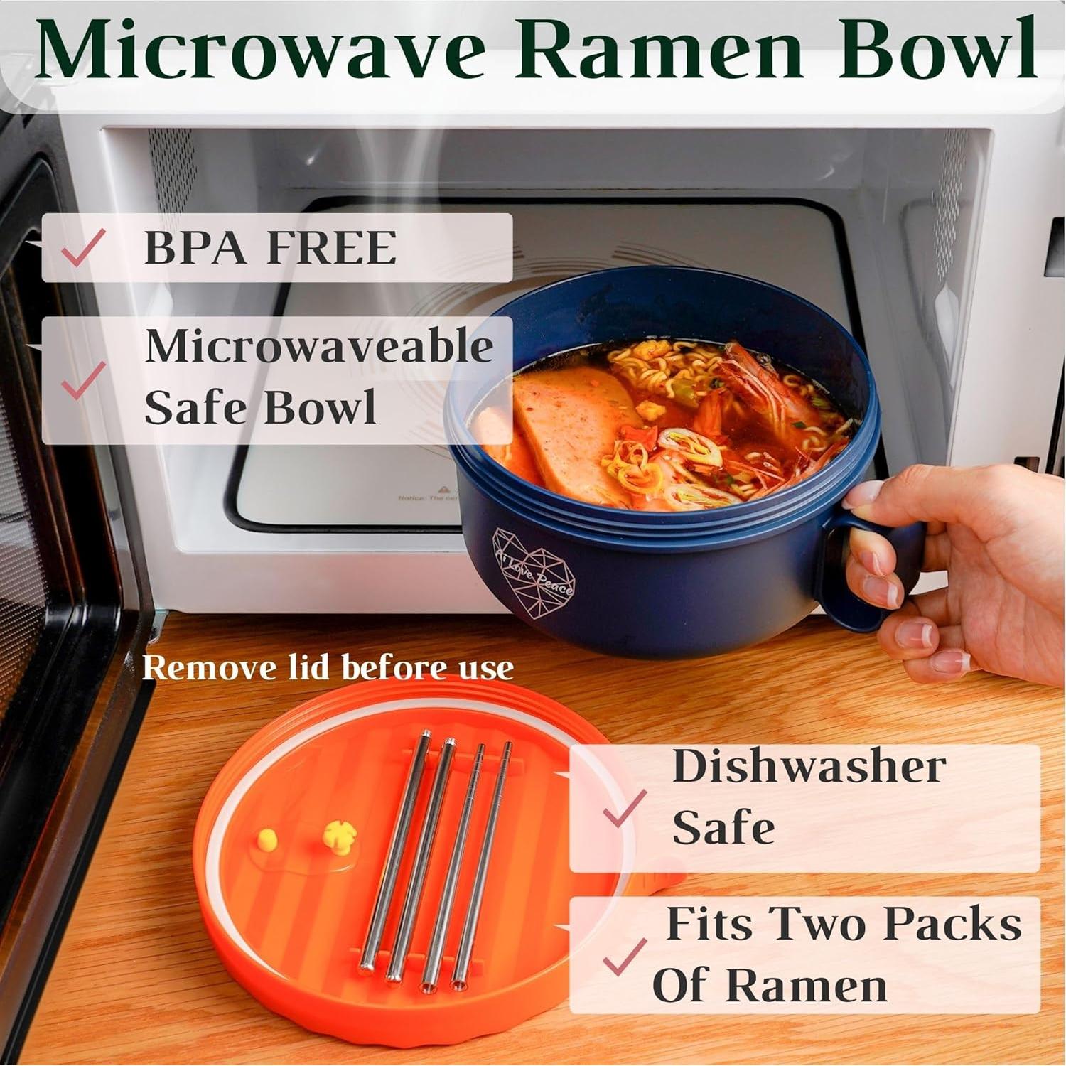 Tazón de Ramen AI AMOR PAZ 40 oz Apto Microondas Naranja