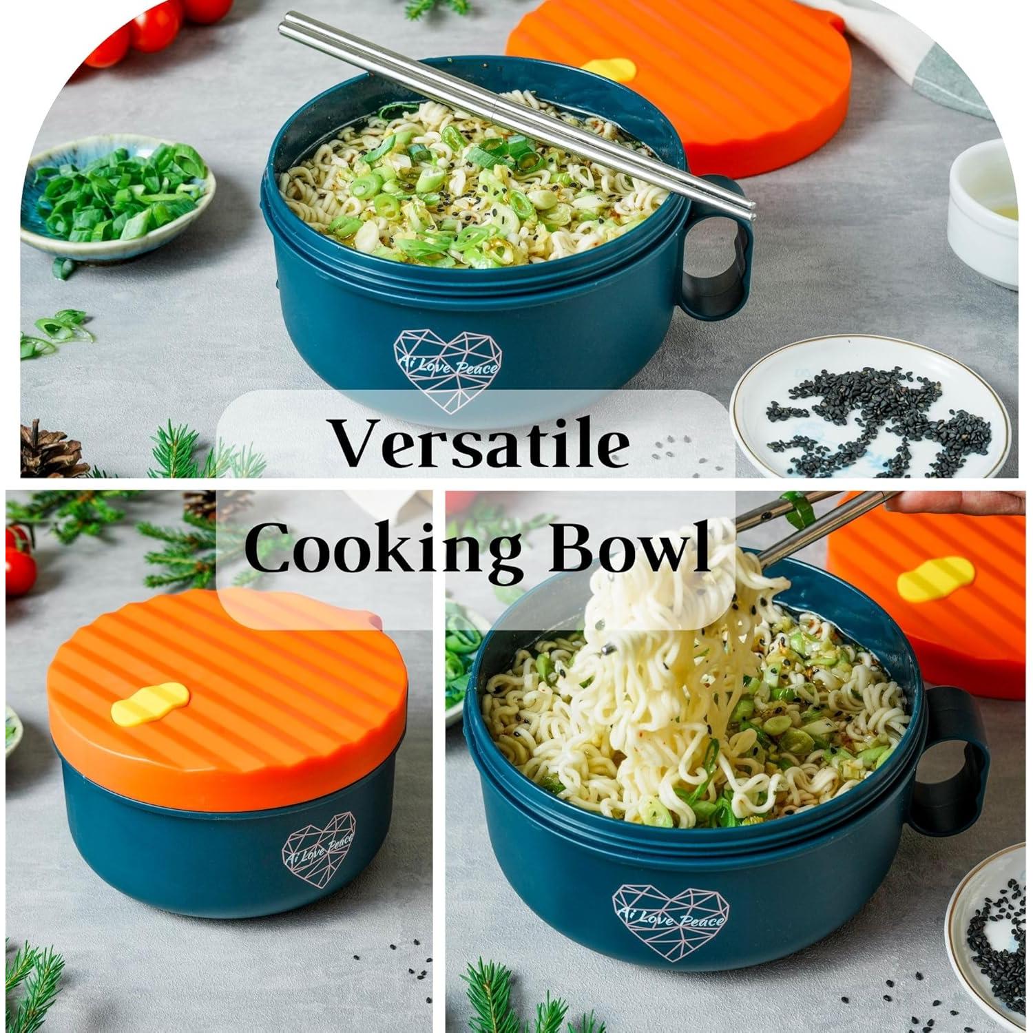 Tazón de Ramen AI AMOR PAZ 40 oz Apto Microondas Naranja