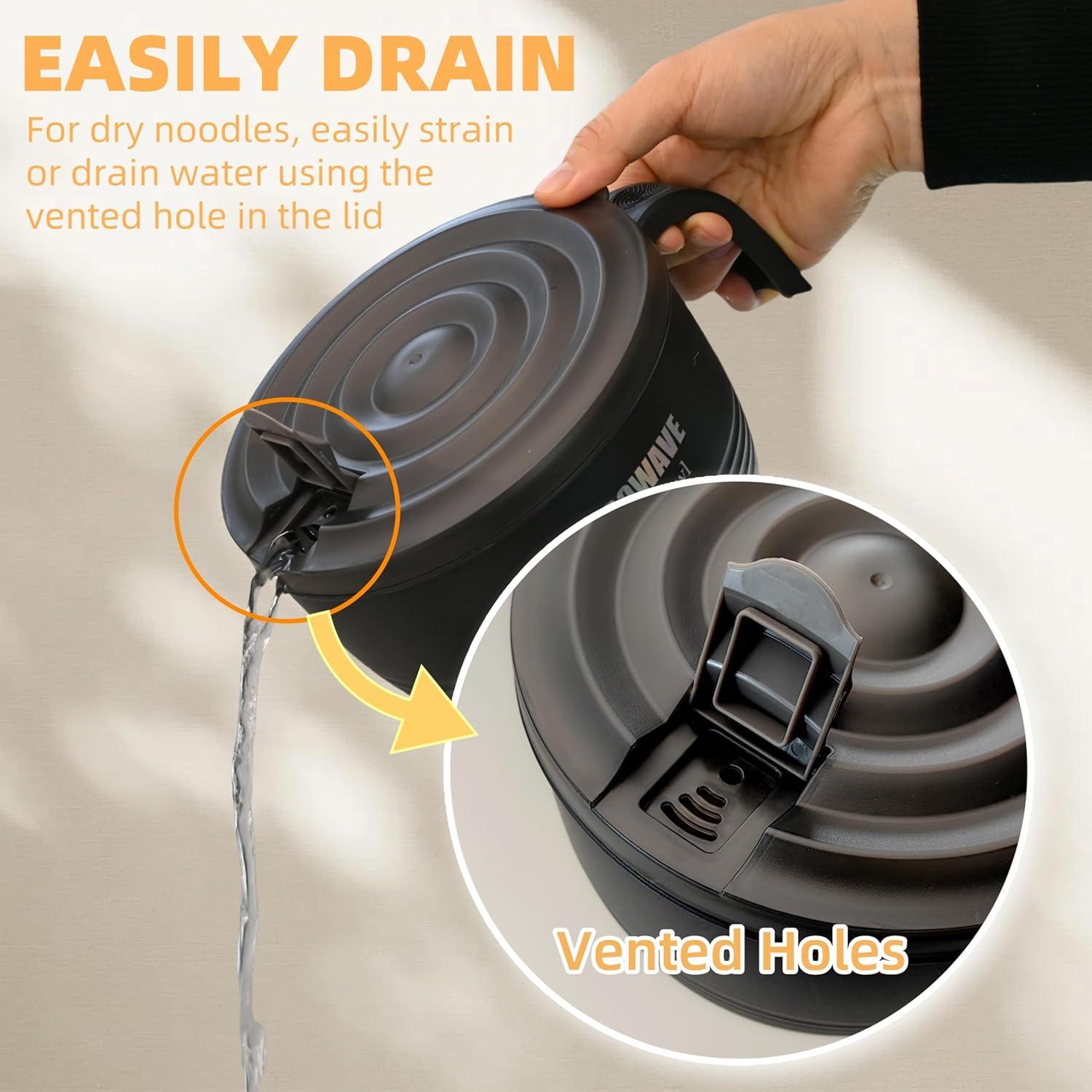 Tazón de Ramen Grande Layron 1,27 L Microondas Negro