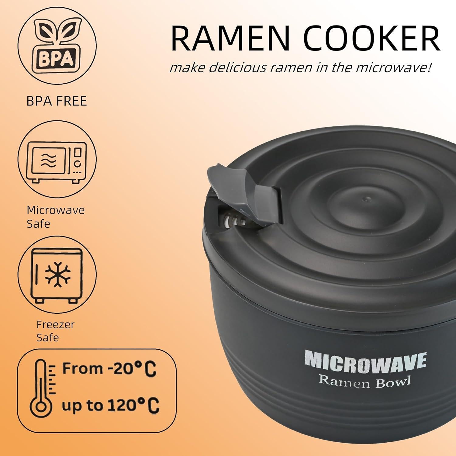 Tazón de Ramen Grande Layron 1,27 L Microondas Negro