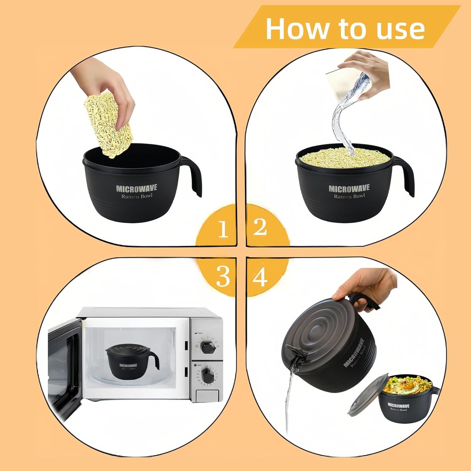 Tazón de Ramen Grande Layron 1,27 L Microondas Negro