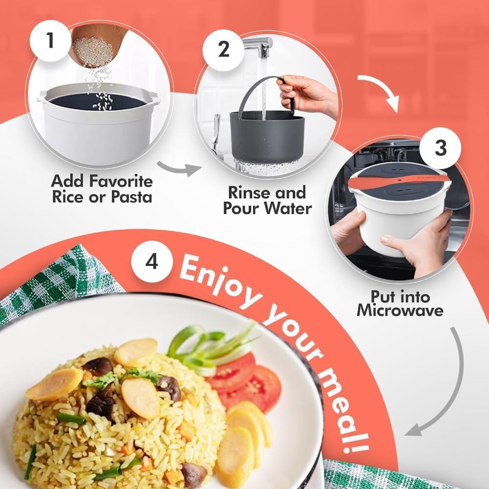 Cocinero de Arroz y Pasta de Microondas TOTITOM 2L Naranja