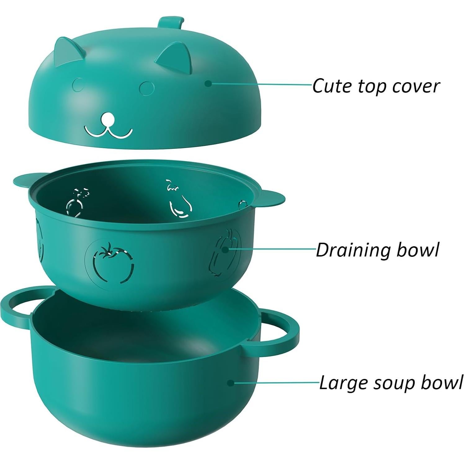 Tazón de Ramen HMZXSY 2000 ML Microondas Verde