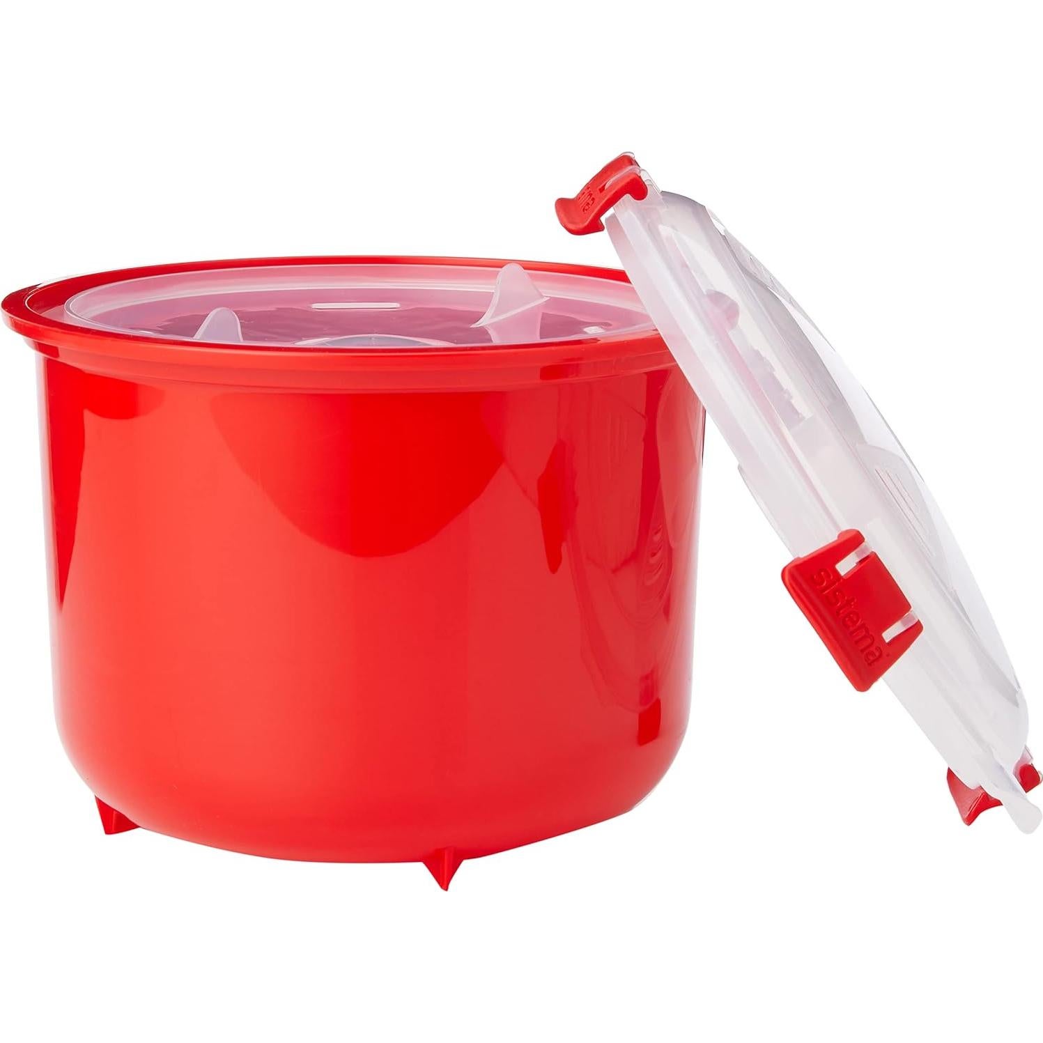 Cocedor de Arroz y Recipiente Microondas Sistema 2.6L Rojo