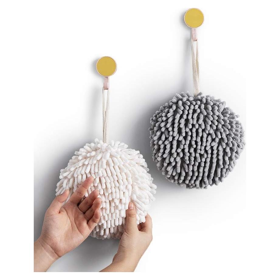 Toallas de Mano Sophie & Panda Juego de 2 Chenille Blancas y Grises