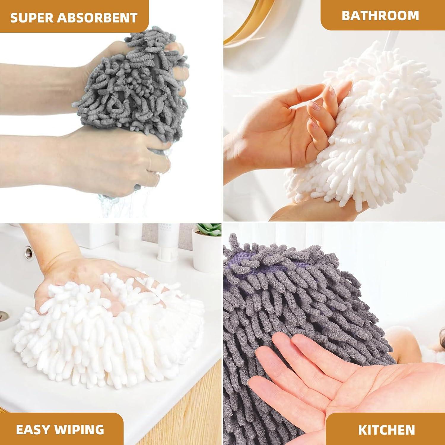 Toallas de Mano Fluff Ball BCIBhucy - 4 Piezas Chenille 17 cm