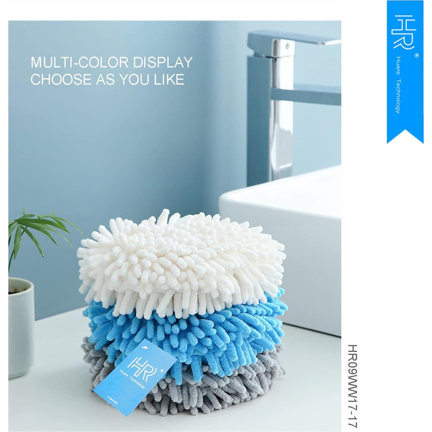 Toalla de Mano Chenille HR Huare Paquete de 2 Blanca