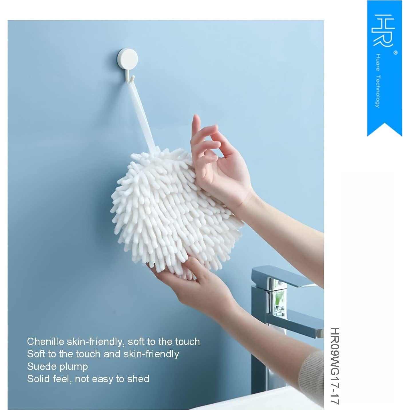 Toalla de Mano Chenille HR Huare Paquete de 2 Blanca