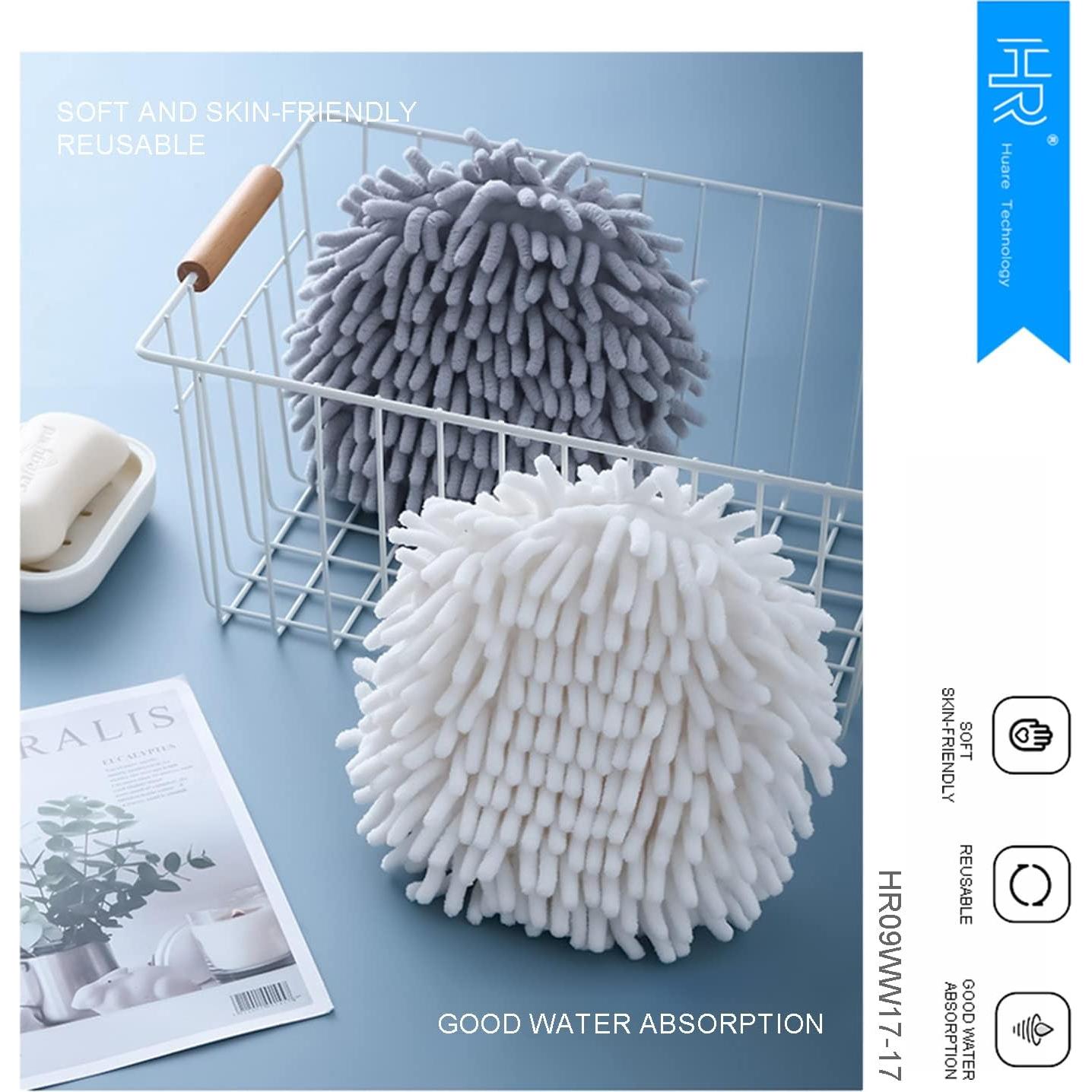 Toalla de Mano Chenille HR Huare Paquete de 2 Blanca