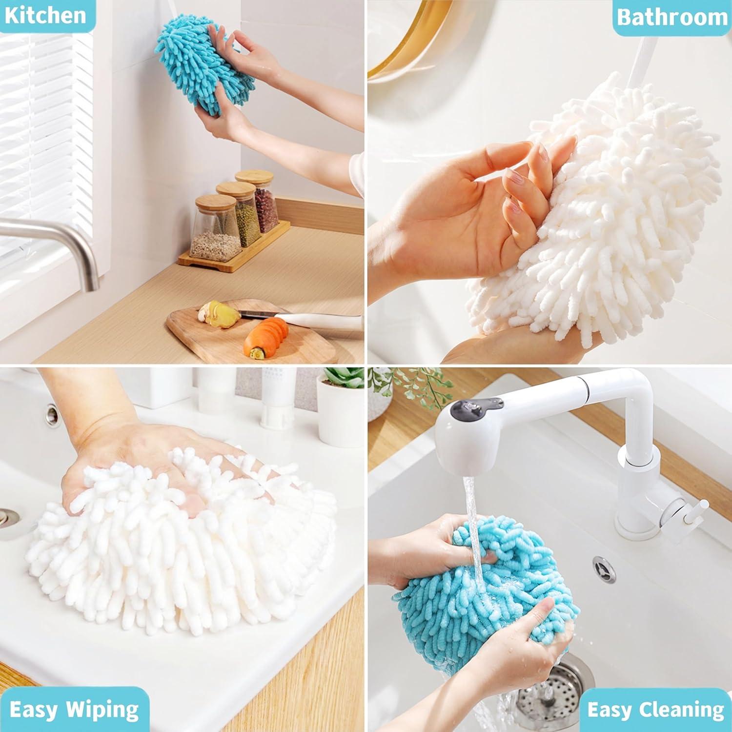 Juego de 3 Toallas de Mano Chenille Frbryak Absorbentes