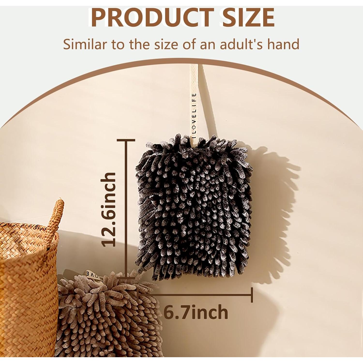 Juego de 2 Toallas de Mano Chenille NSdawali Café y Gris