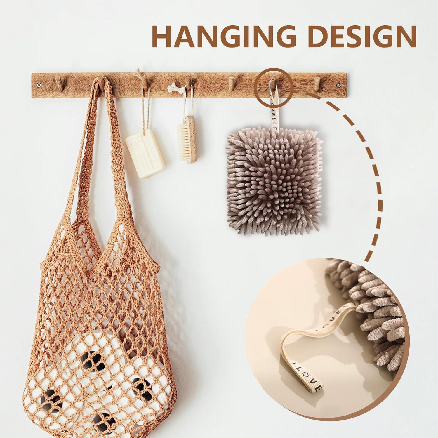 Juego de 2 Toallas de Mano Chenille NSdawali Café y Gris