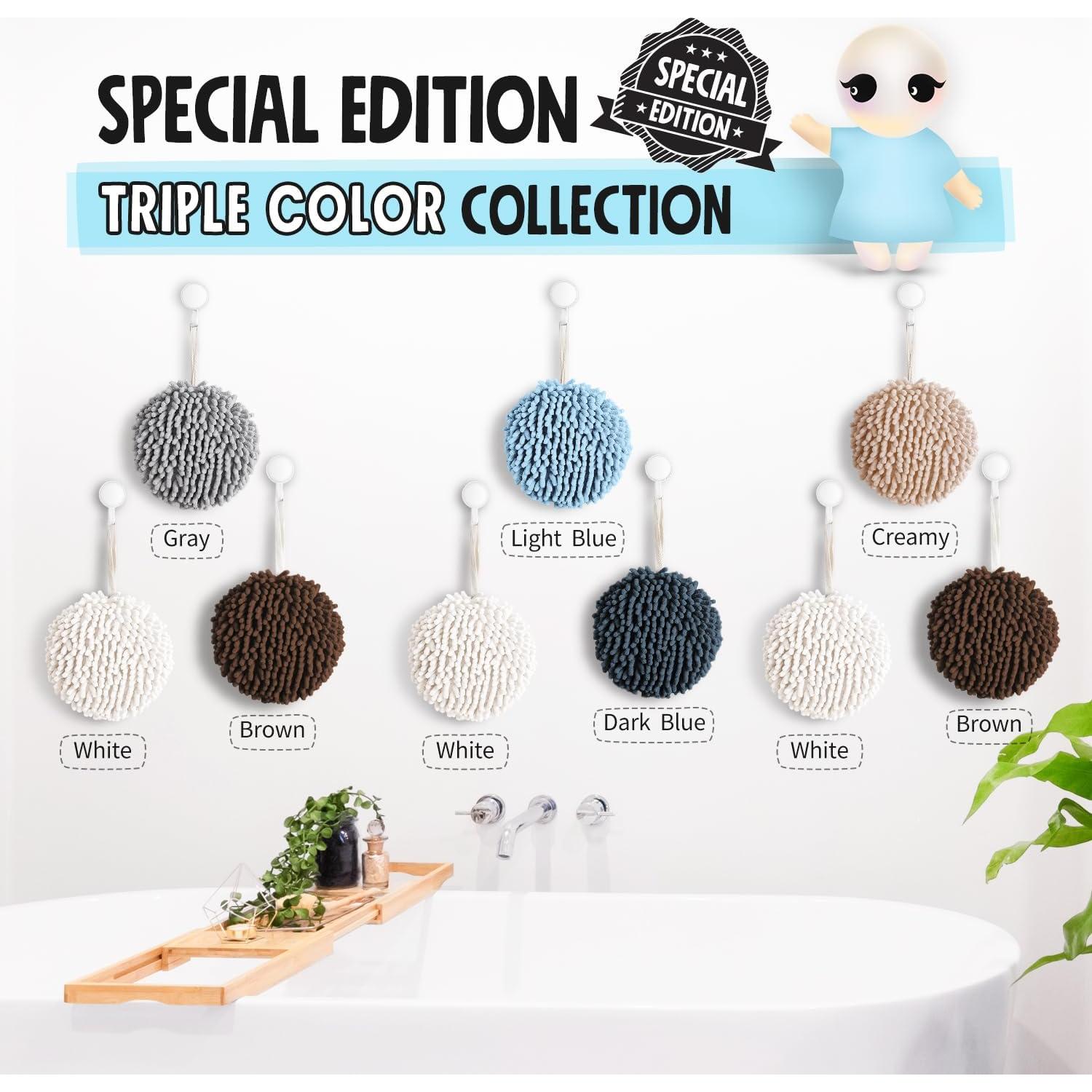 Toallas de Mano Fuzzy Ball Sophie & Panda - Paquete de 3